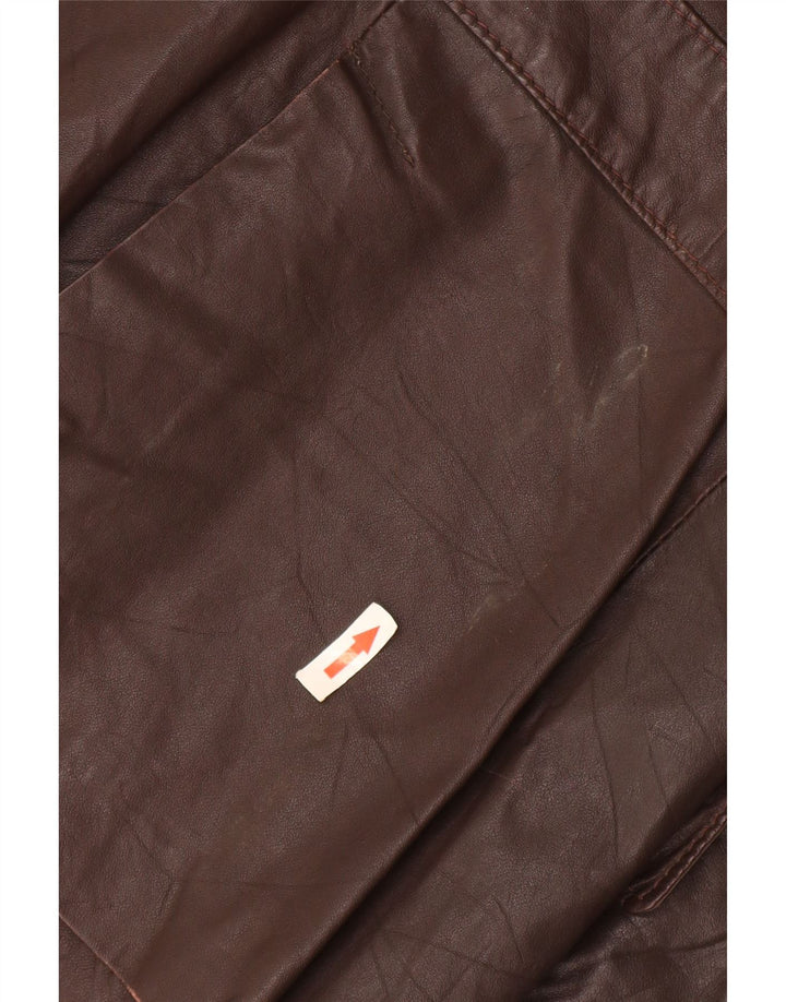 Vintage Damen 2-Knopf-Lederblazerjacke UK 12 Mittelbraun