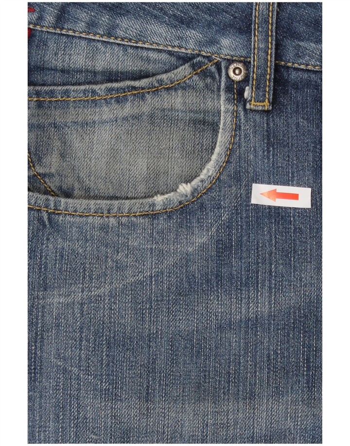 Zu Elements Herren Distressed Straight Jeans W36 L35 Blaue Baumwolle