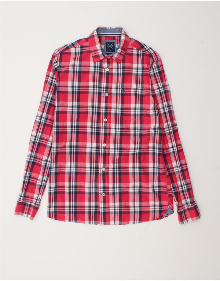 Crew Clothing Herren Slim-Fit-Hemd, klein, rot, kariert, Baumwolle