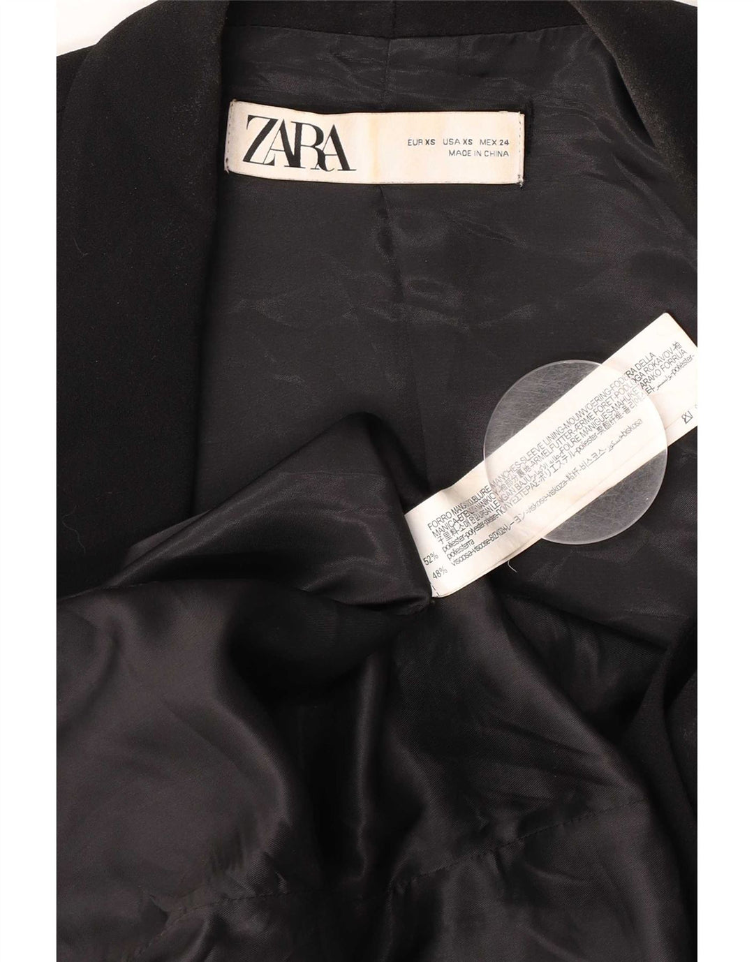 Zara Damen-Blazer-Jacke, übergroß, Gr. 6, XS, Schwarz, Polyester
