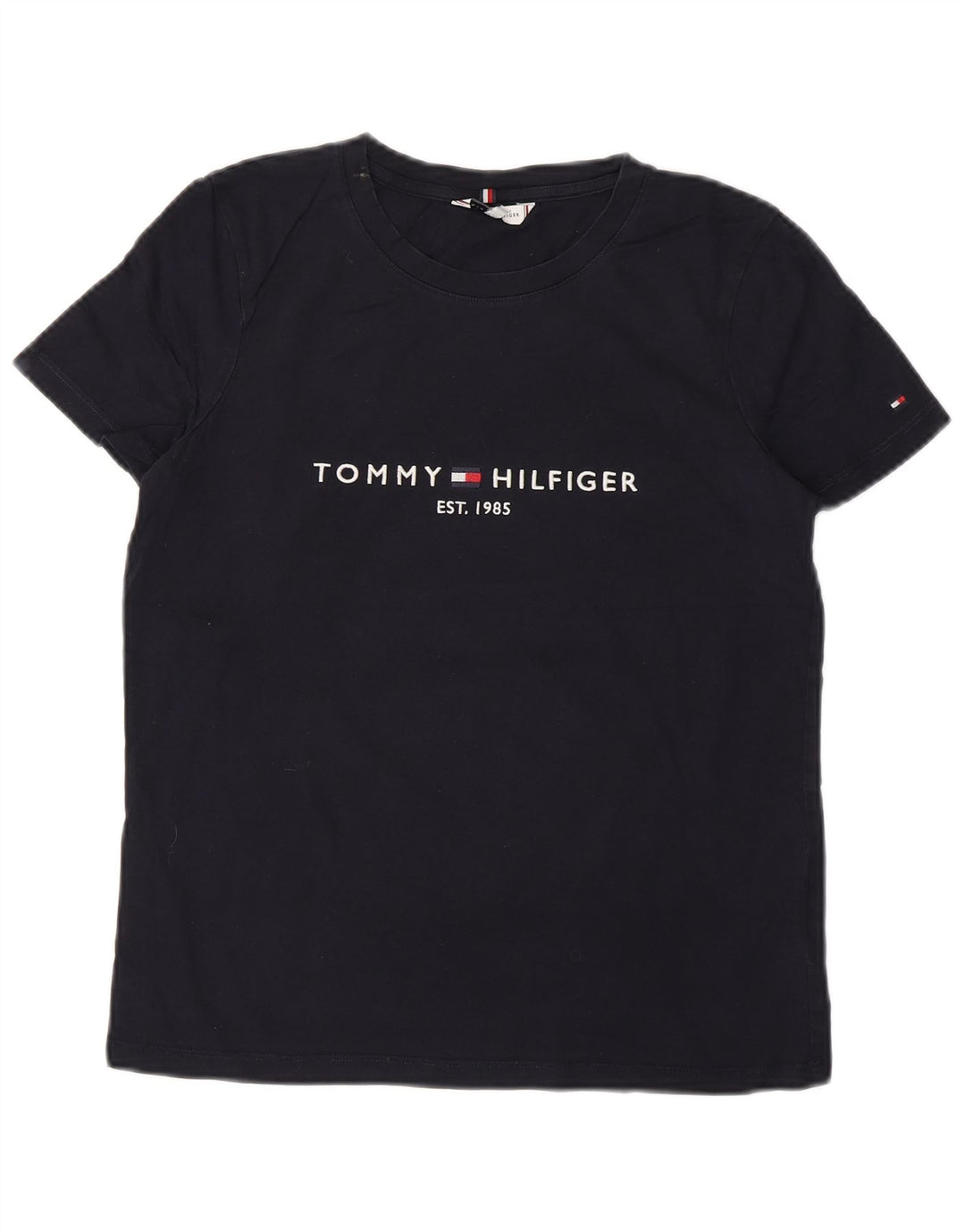 TOMMY HILFIGER Damen Grafik T-Shirt Top UK 12 Medium Marineblau Baumwolle
