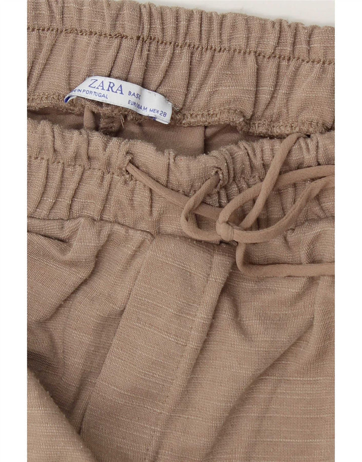 Zara Damen Crop-Trainingshose UK 12 Medium Beige