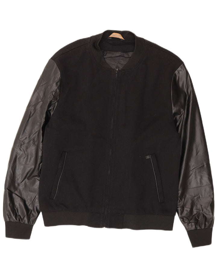 Zara Herren Bomberjacke UK 42 XL Schwarz Polyester