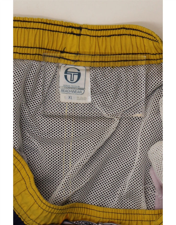 Sergio Tacchini Herren-Badeshorts XL, marineblaues Colourblock-Polyamid