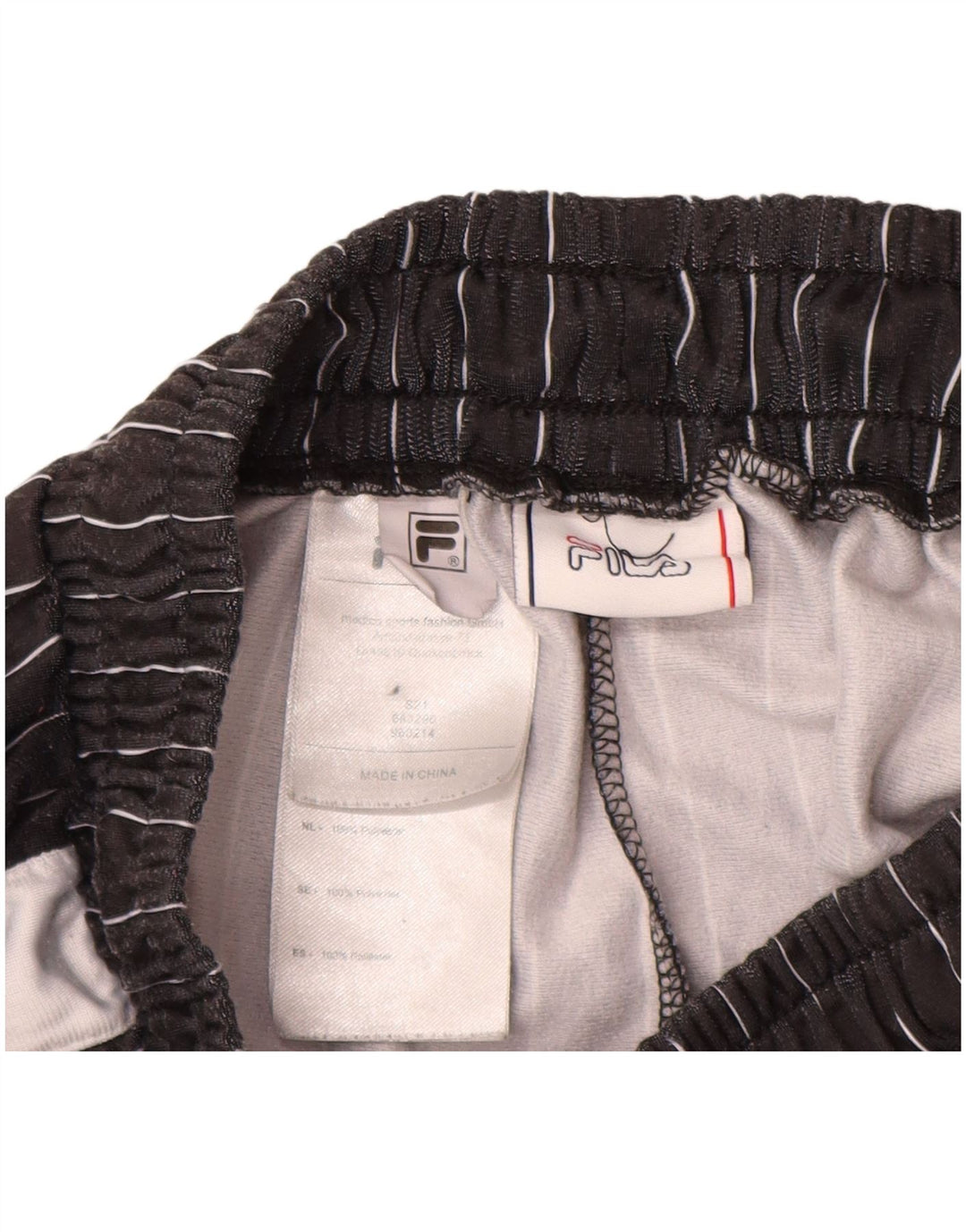 Fila Damen-Trainingshose UK 10/12 Mittelschwarzes Nadelstreifen-Polyester