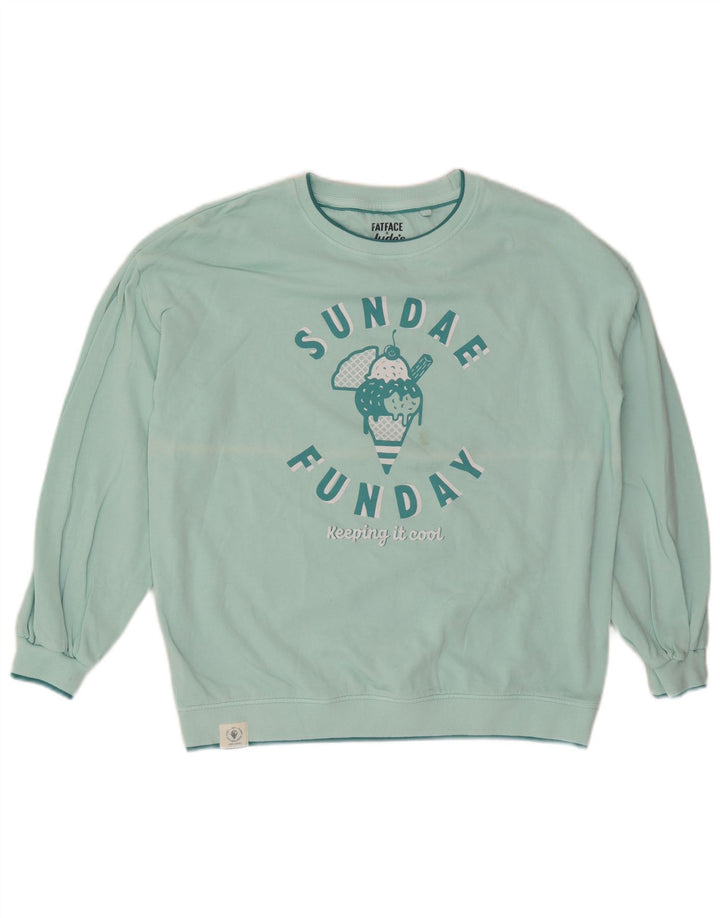 Fat Face Damen-Sweatshirt mit Grafik-Übergröße, Gr. 12, mitteltürkis