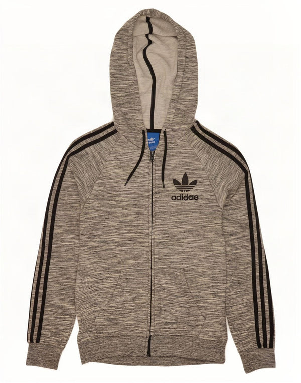 Adidas Herren Zip Hoodie Pullover XS Grau gefleckte Baumwolle