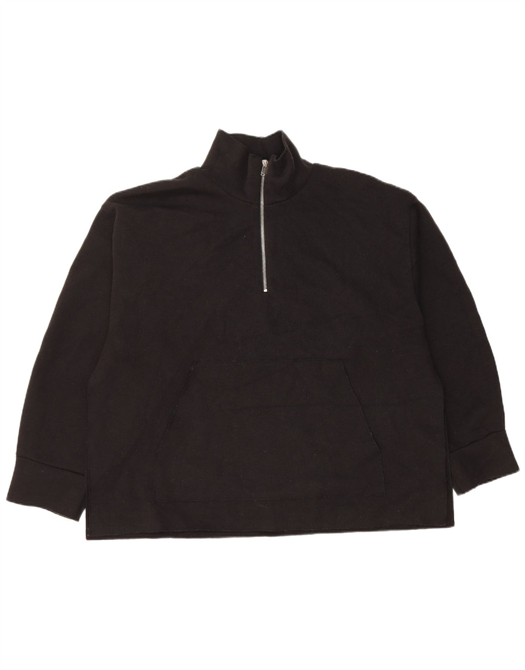 Zara Damen-Pullover, übergroß, mit Reißverschluss, UK 14, Mittelschwarz, Polyester