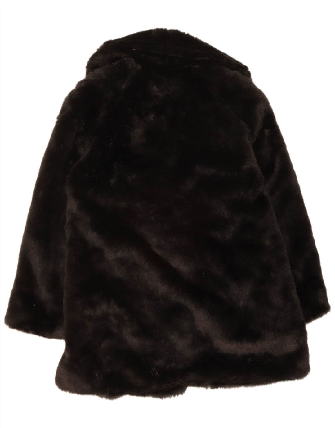 BENETTON Womens Oversized Faux Fur Overcoat UK 14 Medium Black Modacryl