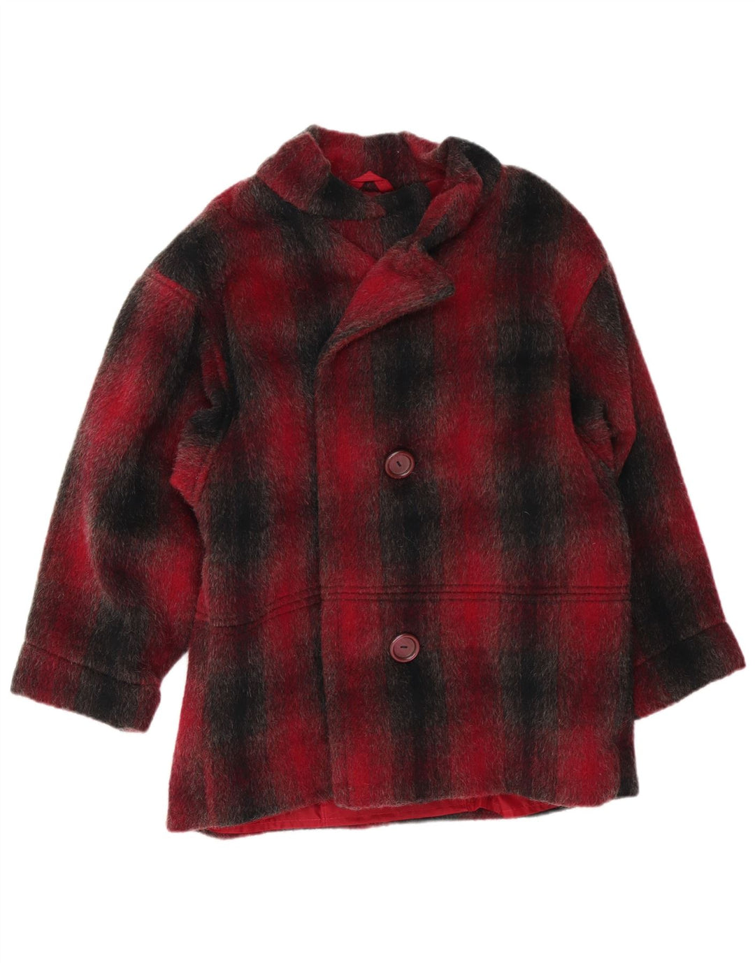 VINTAGE Damenmantel UK 16 Großer roter Karo