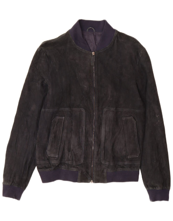 Jeckerson Damen Wildleder Bomberjacke UK 18 XL Marineblau