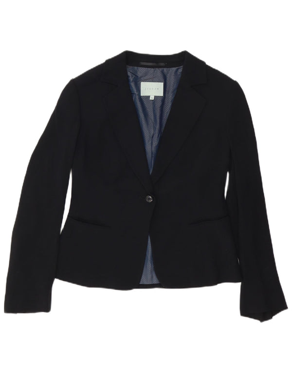 Jigsaw Damen 1-Knopf-Blazerjacke UK 14 Mittelschwarz