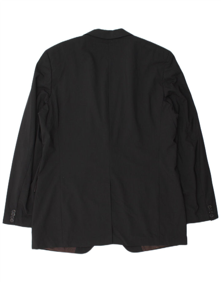 Hugo Boss Herren-Blazer mit 2 Knöpfen, UK 44, 2XL, schwarze Nadelstreifenwolle