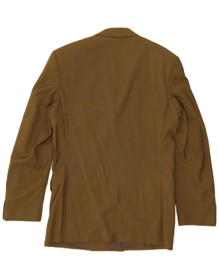 Vintage Herren Zweireiher Blazer Jacke UK 38 Medium Khaki Schurwolle