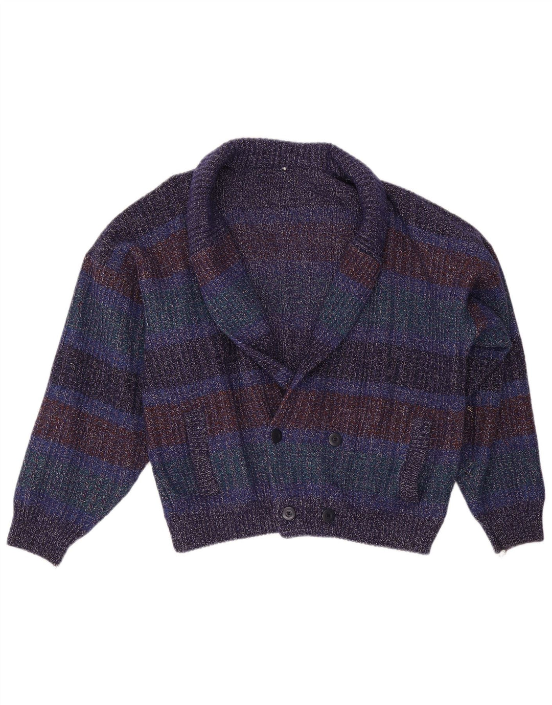 Vintage Herren Cardigan Pullover IT 52 Große mehrfarbig gefleckte Wolle