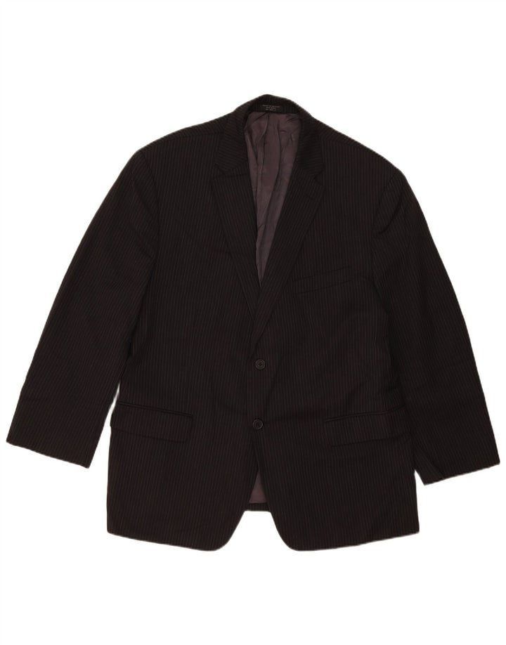 Tommy Hilfiger Herren-Blazer mit 2 Knöpfen, UK 40, große schwarze Nadelstreifenwolle