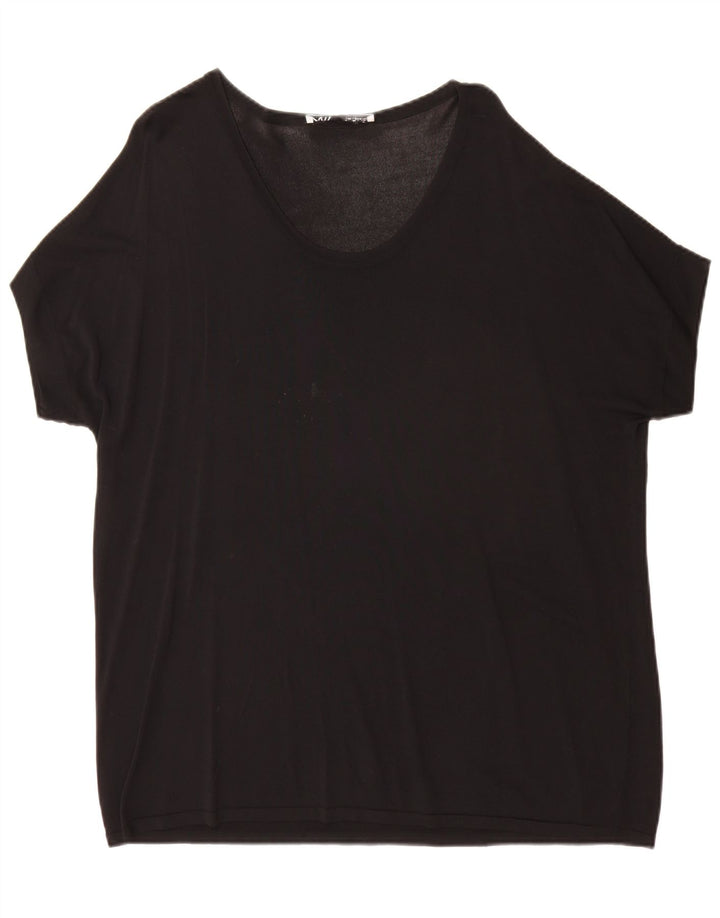 Zara Damen Übergroßes T-Shirt Top UK 16 Large Schwarz