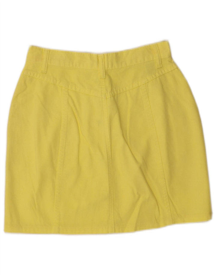 Benetton Damen Minirock IT 40 Small W26 Gelbe Baumwolle