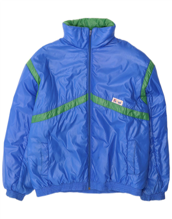 Vintage Herren Wattierte Jacke IT 52 XL Blau Colourblock Polyamid