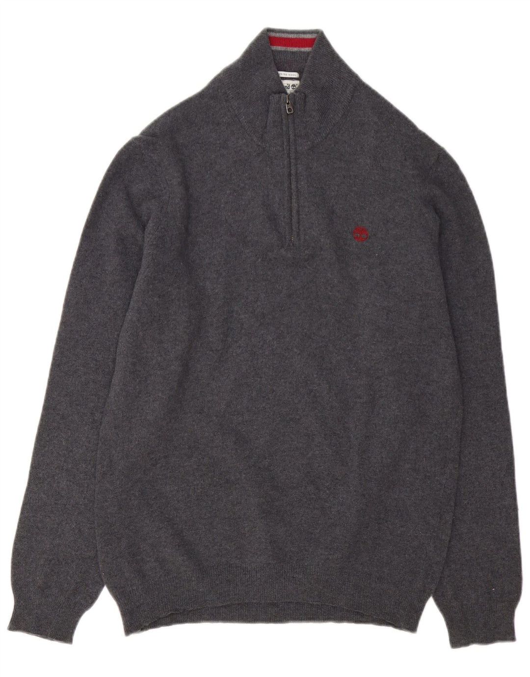 Timberland Herren-Pullover mit Reißverschluss am Hals, große graue Merinowolle
