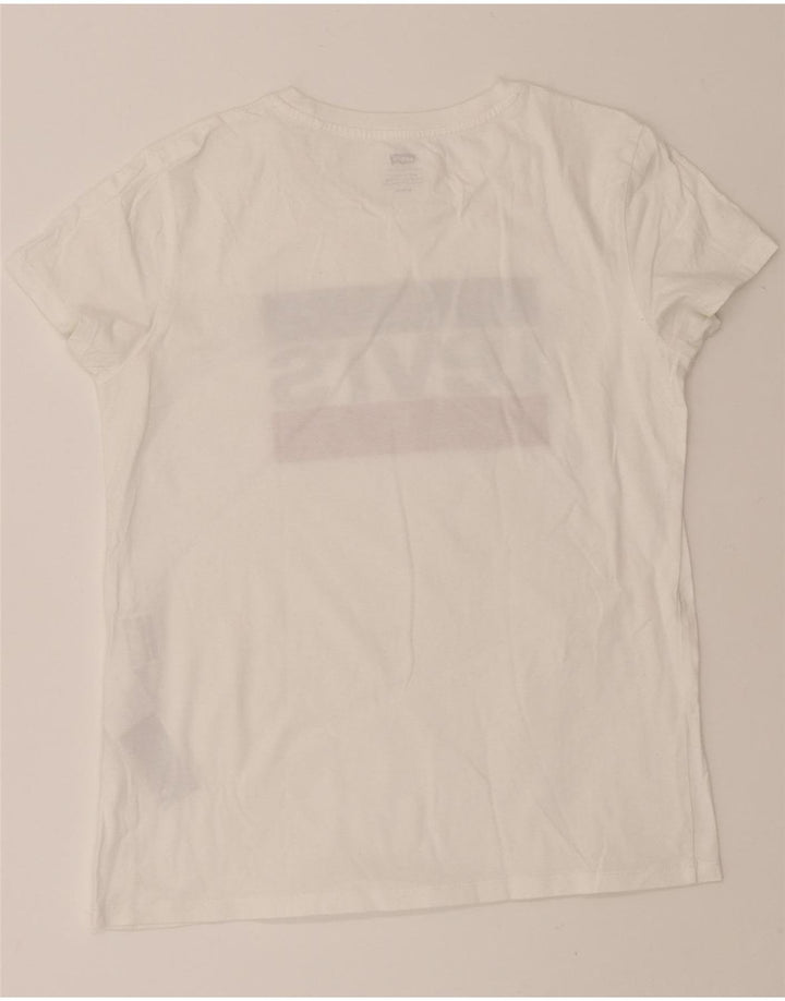 LEVI'S Womens Graphic T-Shirt Top UK 12 Medium White Cotton Vintage Levi's and Second-Hand Levi's from Messina Hembry 