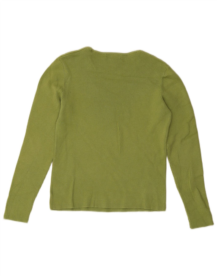 Eddie Bauer Damen Crop Top Langarm UK 12 Mittelgrüne Baumwolle