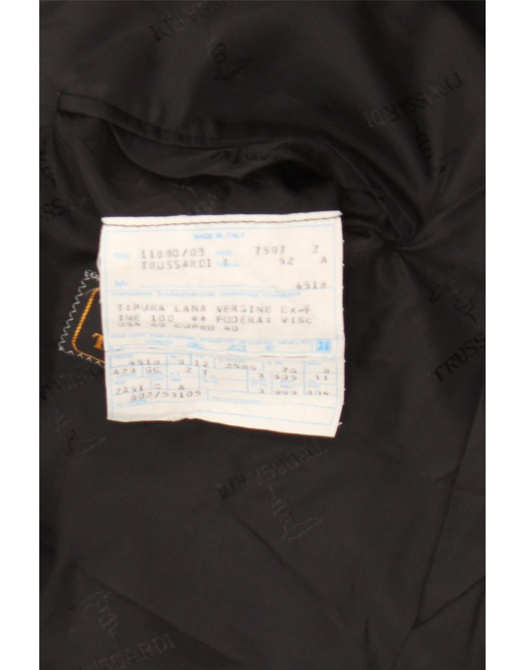 Trussardi Herren-Blazer, zweireihig, IT 52 XL, schwarze Schurwolle