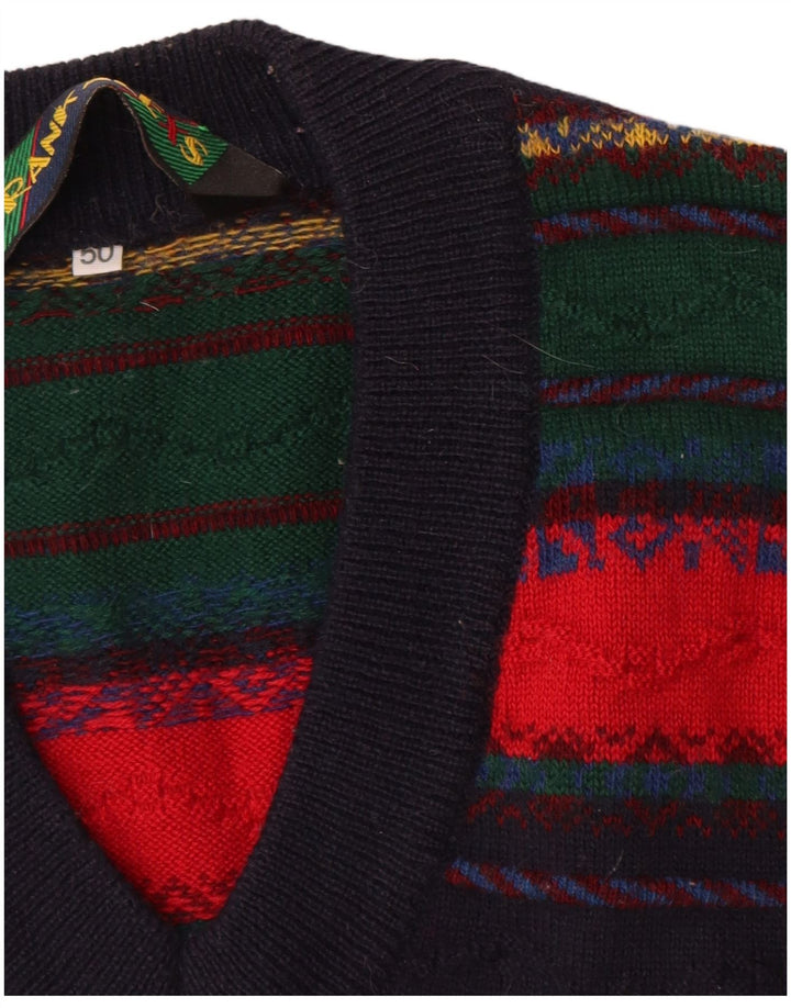 Frank Alexs Herren Weste Tank Top IT 50 Medium Mehrfarbig gestreift Wolle