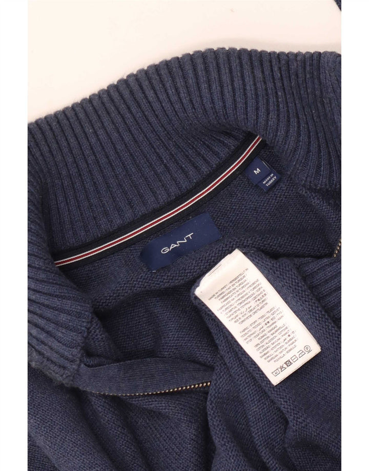 Gant Herren-Pullover mit Reißverschluss am Hals, mittlere marineblaue Baumwolle