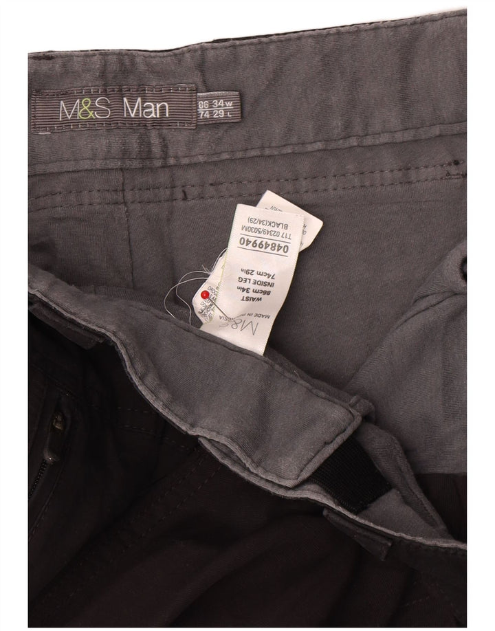 Gerade Herren-Cargohose von Marks & Spencer, W34, L29, Schwarz, Polyamid