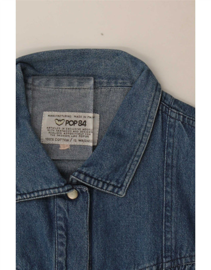 POP 84 Übergroßes Jeanshemd für Damen, UK 14, mittelblaue Baumwolle