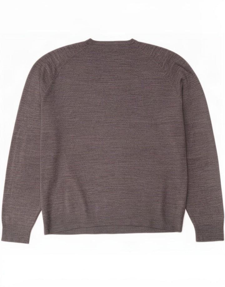 Marks & Spencer Herren Blauer Harbour-Pullover mit V-Ausschnitt Mittelgraues Acryl