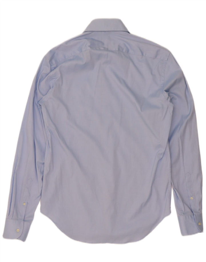 Boggi Herren-Hemd mit individueller Passform, Größe 39, mittelblaue Baumwolle