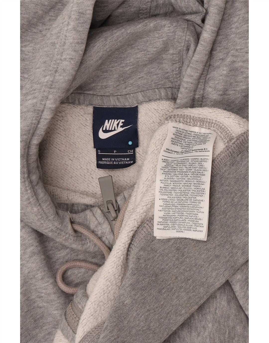 Nike Herren-Kapuzenpullover mit Reißverschluss, klein, grau gefleckte Baumwolle