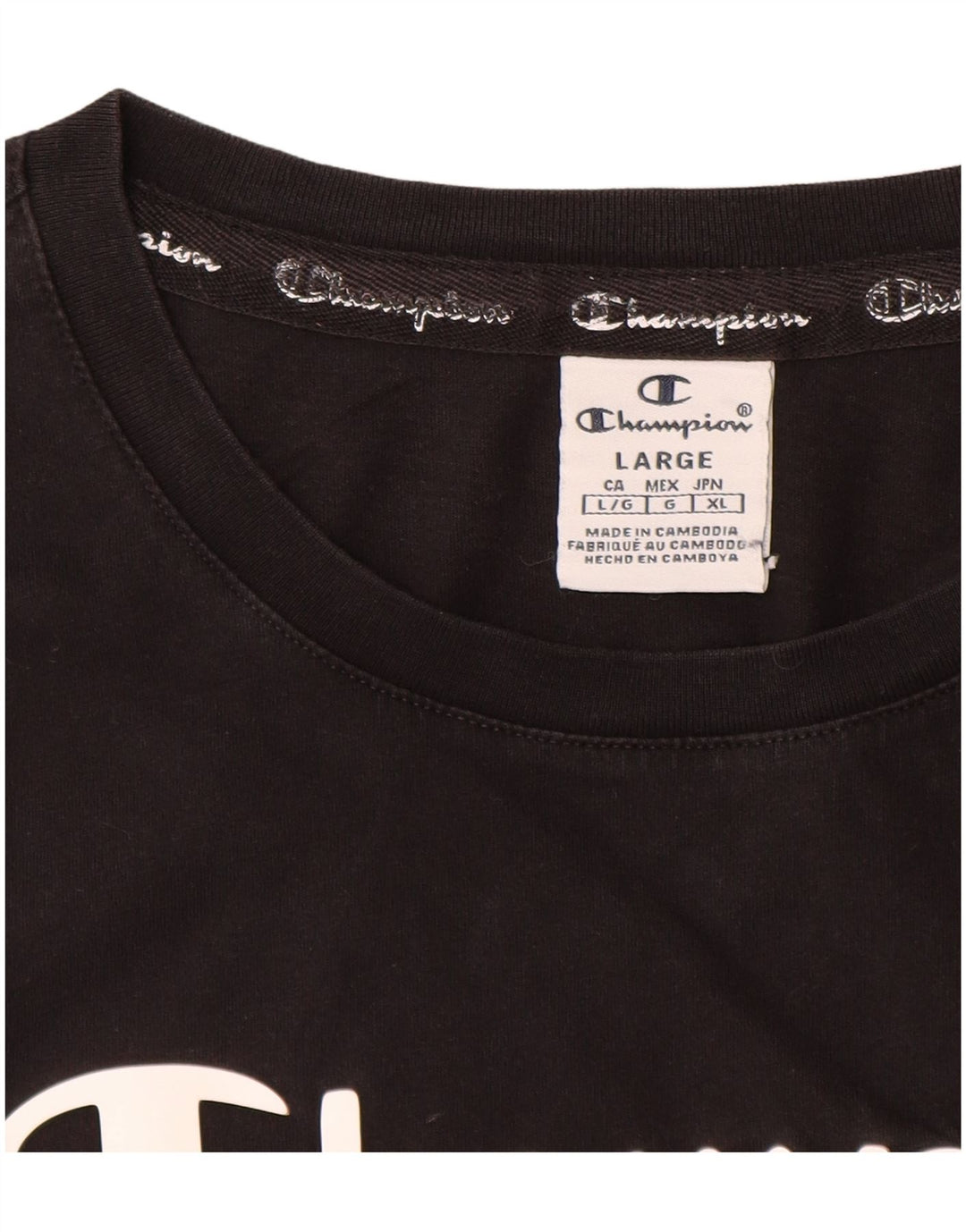 Champion Damen Grafik-T-Shirt-Oberteil UK 14 Large Schwarz