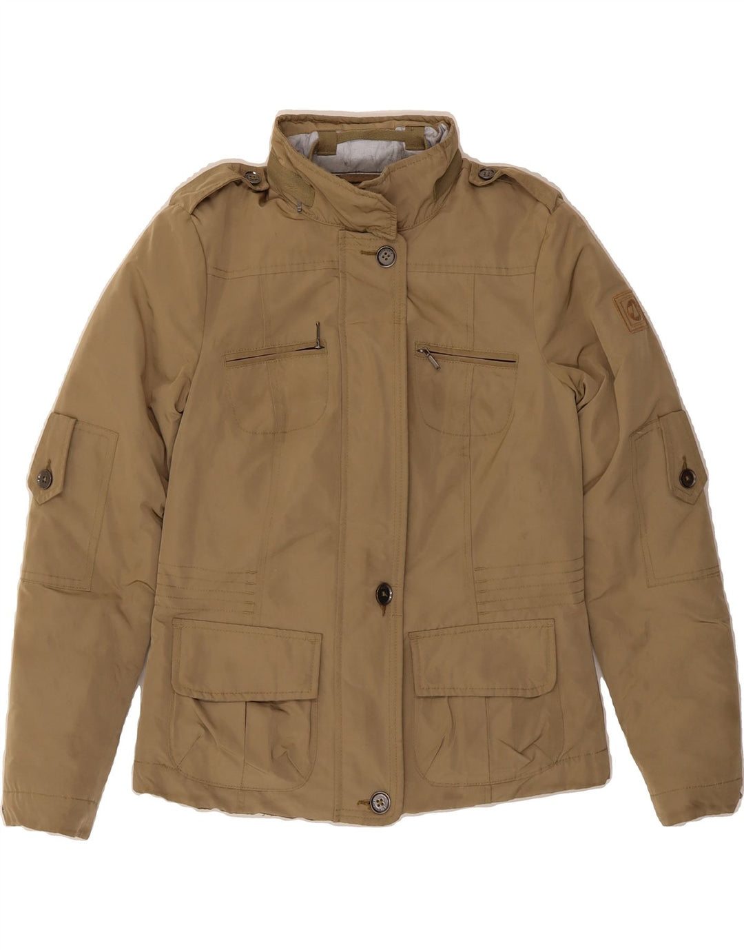 MURPHY & NYE Womens Sailmakers Military Padded Jacket UK 6 XS Khaki Vintage Murphy & Nye and Second-Hand Murphy & Nye from Messina Hembry 