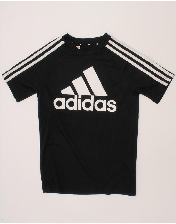 ADIDAS Boys T-Shirt Top 9-10 Years Black Polyester Vintage Adidas and Second-Hand Adidas from Messina Hembry 