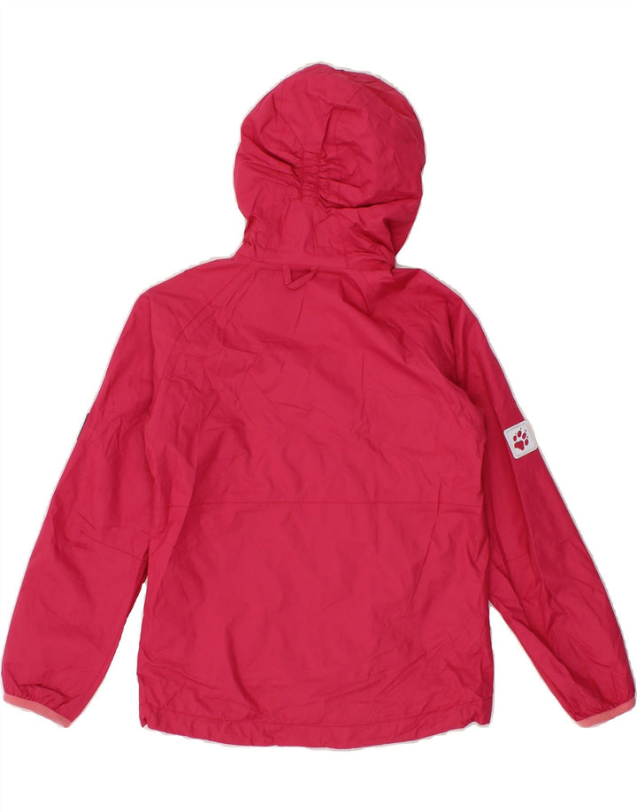 JACK WOLFSKIN Girls Hooded Rain Jacket 7-8 Years Pink Polyamide Vintage Jack Wolfskin and Second-Hand Jack Wolfskin from Messina Hembry 
