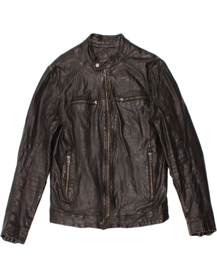 BE EDGY Womens Bomber Leather Jacket UK 20 2XL Black Sheepskin Vintage Be Edgy and Second-Hand Be Edgy from Messina Hembry 