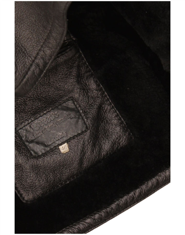 Vintage Herren Shearling Jacke IT 46 Kleines schwarzes Shearling