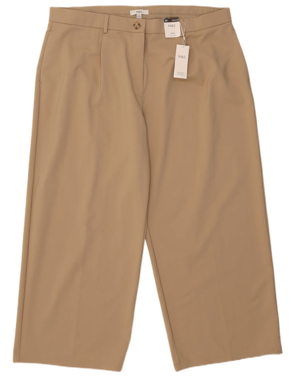 Marks & Spencer Damen Chinohose mit hoher Taille, UK 24 4XL W44 L28 Beige