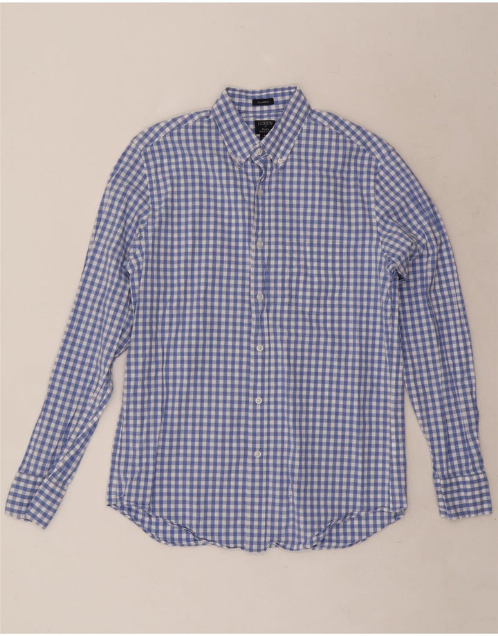 J. Crew Herren-Hemd mit klassischer Passform, mittelblaue Gingham-Baumwolle