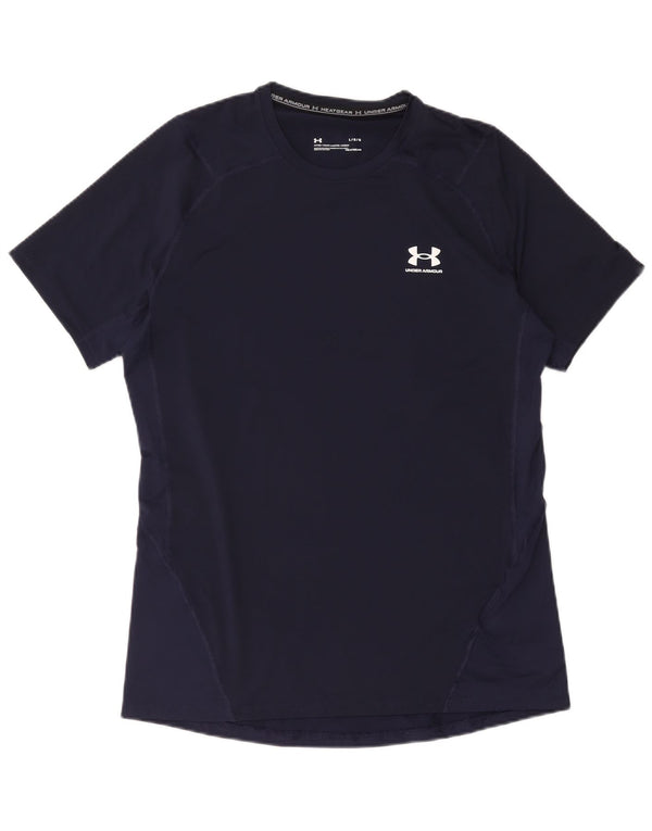 Under Armour Herren Heat Gear T-Shirt Top Large Marineblau Polyester