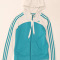 Adidas Damen Zip Hoodie Pullover UK 12 Mittelweißes Colourblock-Polyester