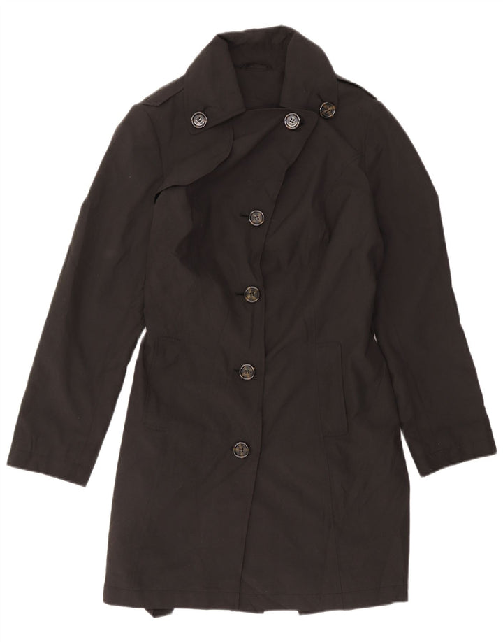 Marks & Spencer Damen Trenchcoat UK 14 Large Schwarz Polyester