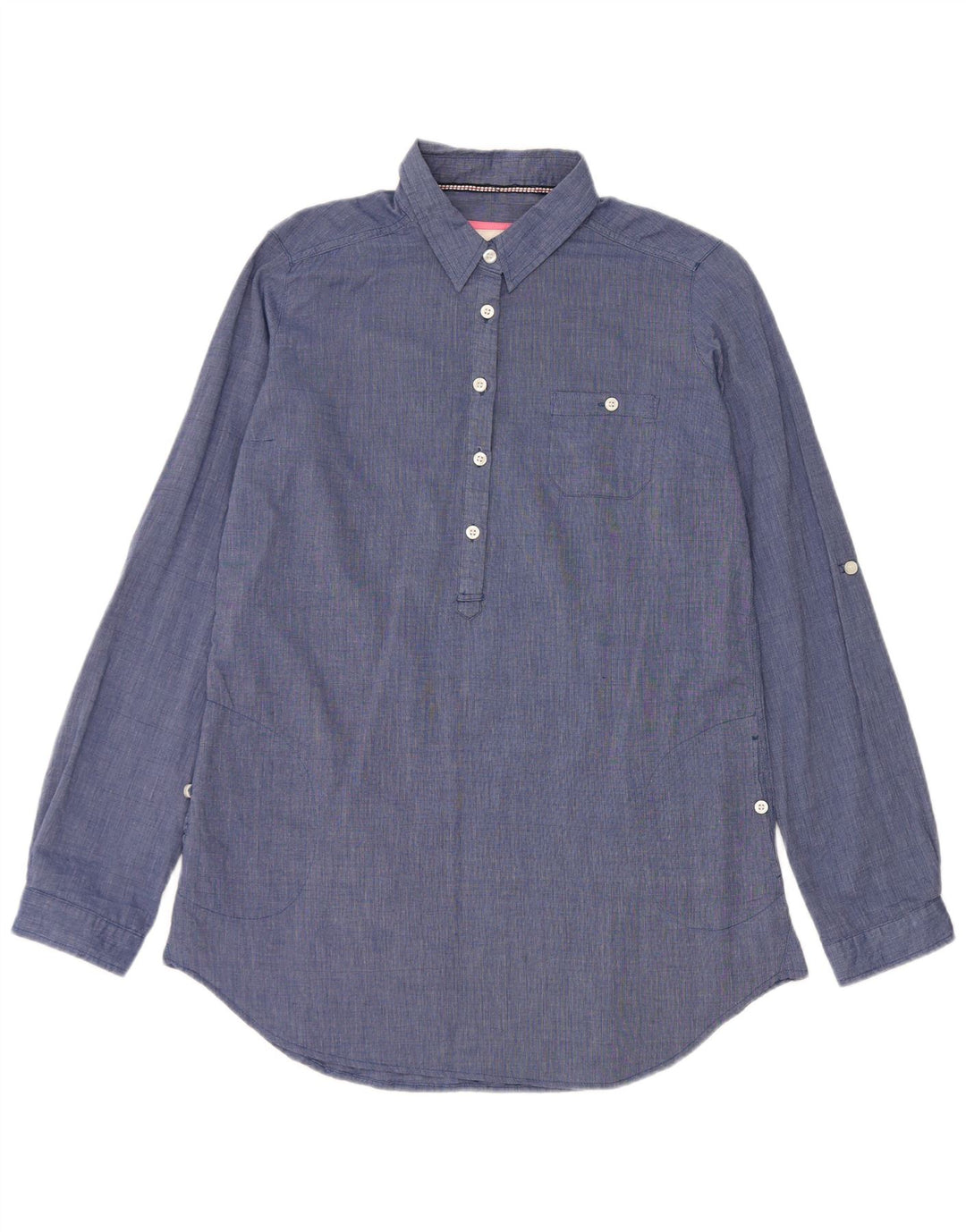 Brugi Womens Longline Pullover Shirt UK 16 Large Blaue Baumwolle
