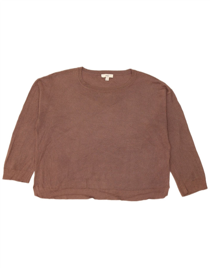 Marks & Spencer Damen-Pullover mit U-Boot-Ausschnitt, UK 14, Mittelbraun
