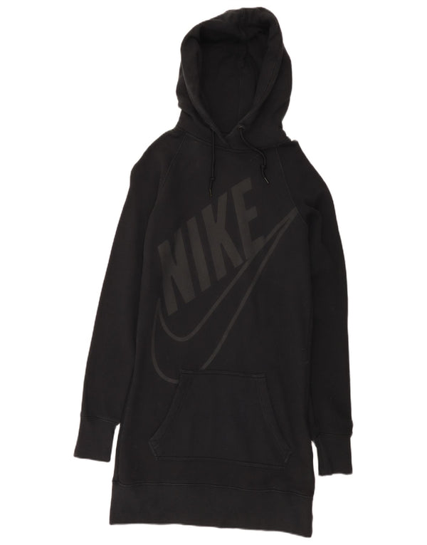 Nike Damen Graphic Hoodie Kleid UK 10 Small Schwarz Baumwolle