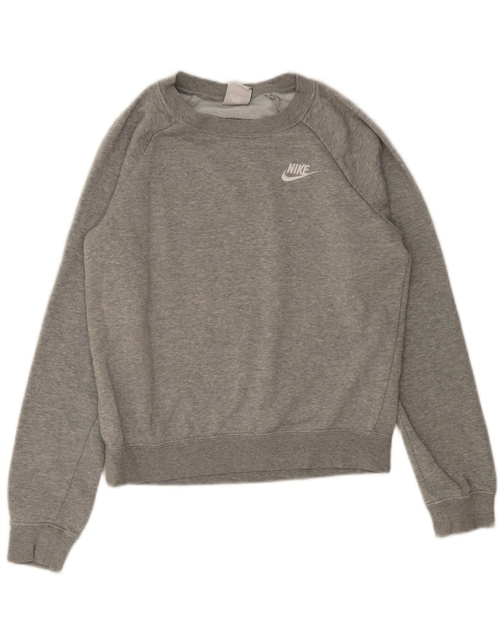 Nike Damen Sweatshirt Pullover UK 6 XS Graue Baumwolle