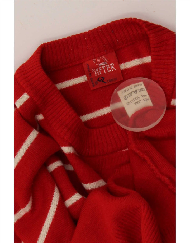Vintage Herren-Pullover mit Rundhalsausschnitt, mittelrot, gestreift, Wolle